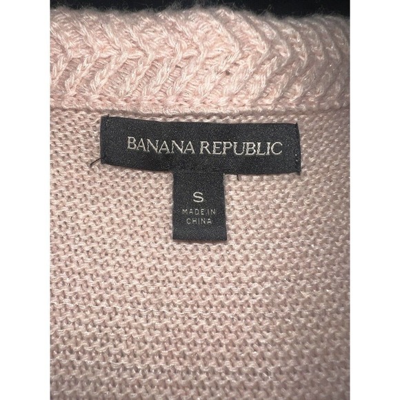 Banana Republic Wool Cashmere Blend Braided Neck Pink with Silver Thread Size S - Picture 6 of 7